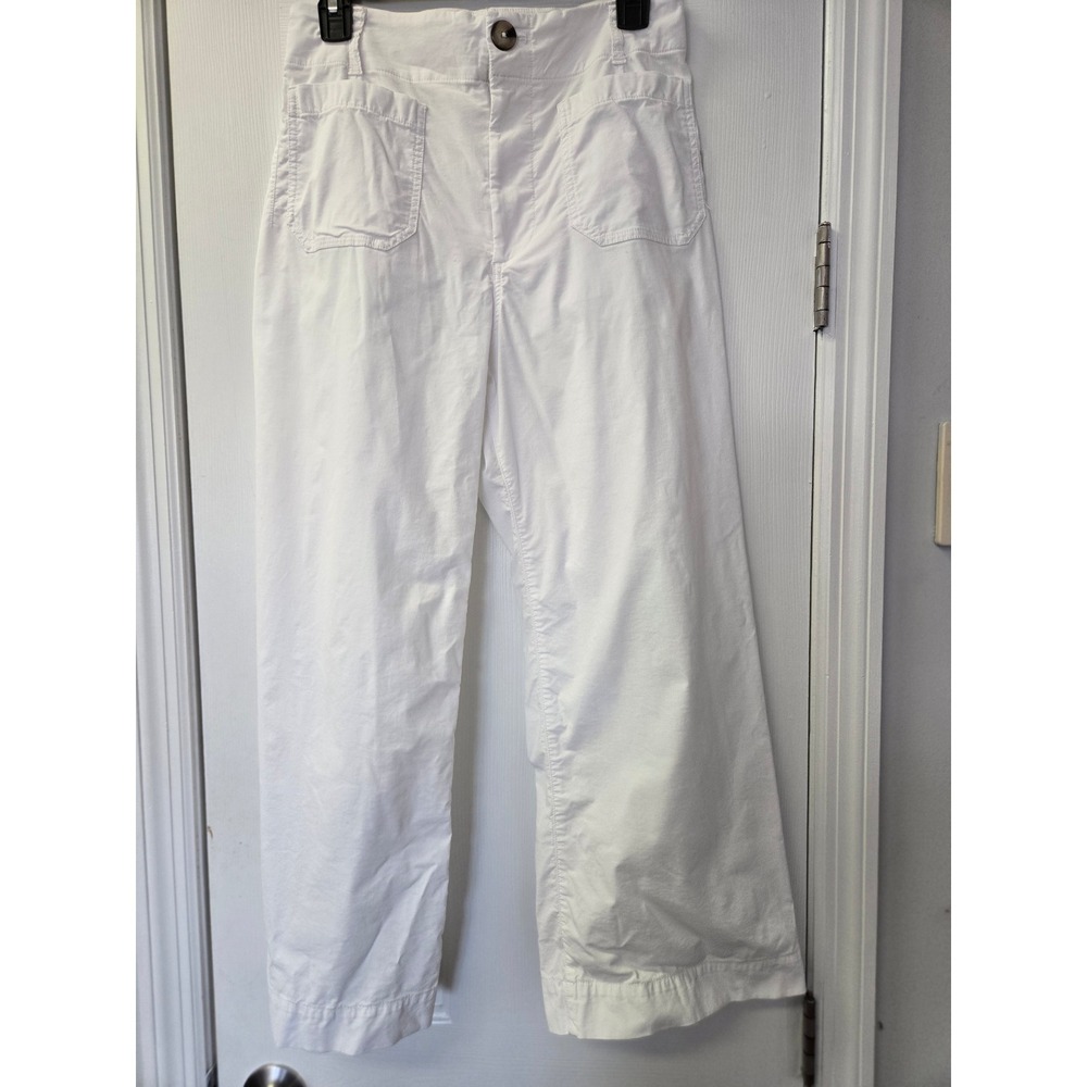 Maeve Anthropologie Colette White Wide Leg Strawberry Embroidered Pants 29 - Picture 3 of 9